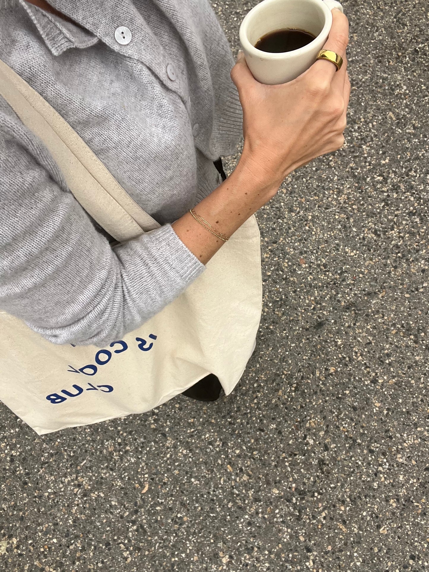 confidential zip tote (natural+blue)